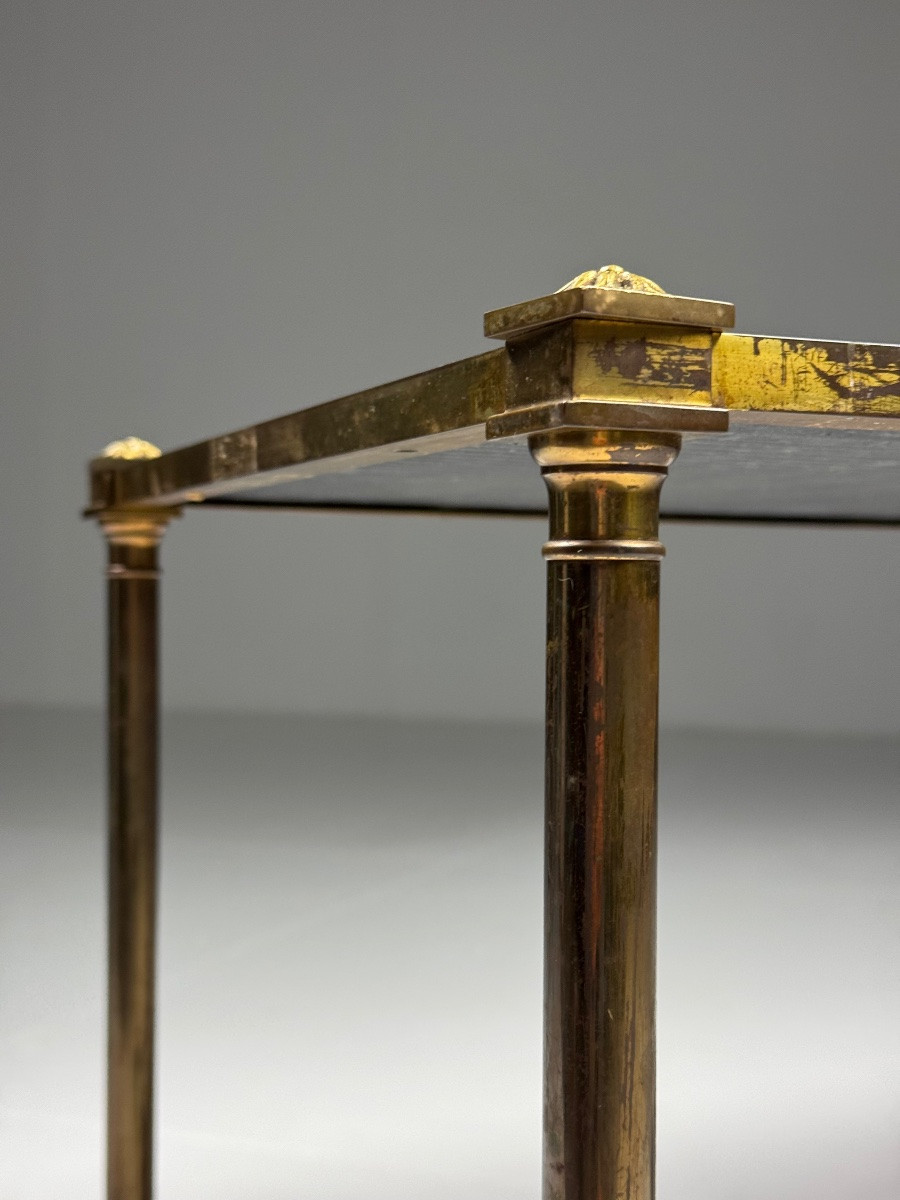 Mid-century Coffee Table With Black Glass Top-photo-3