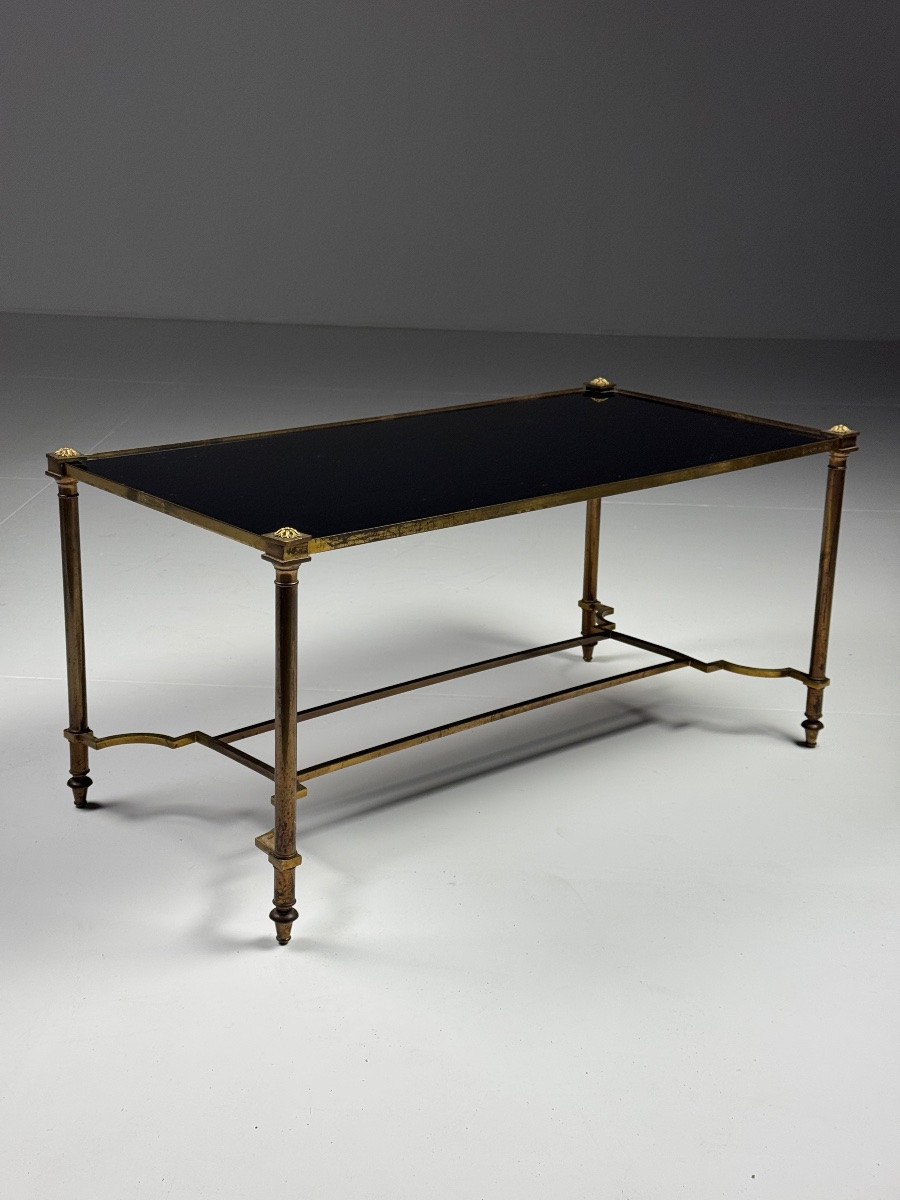 Mid-century Coffee Table With Black Glass Top-photo-5