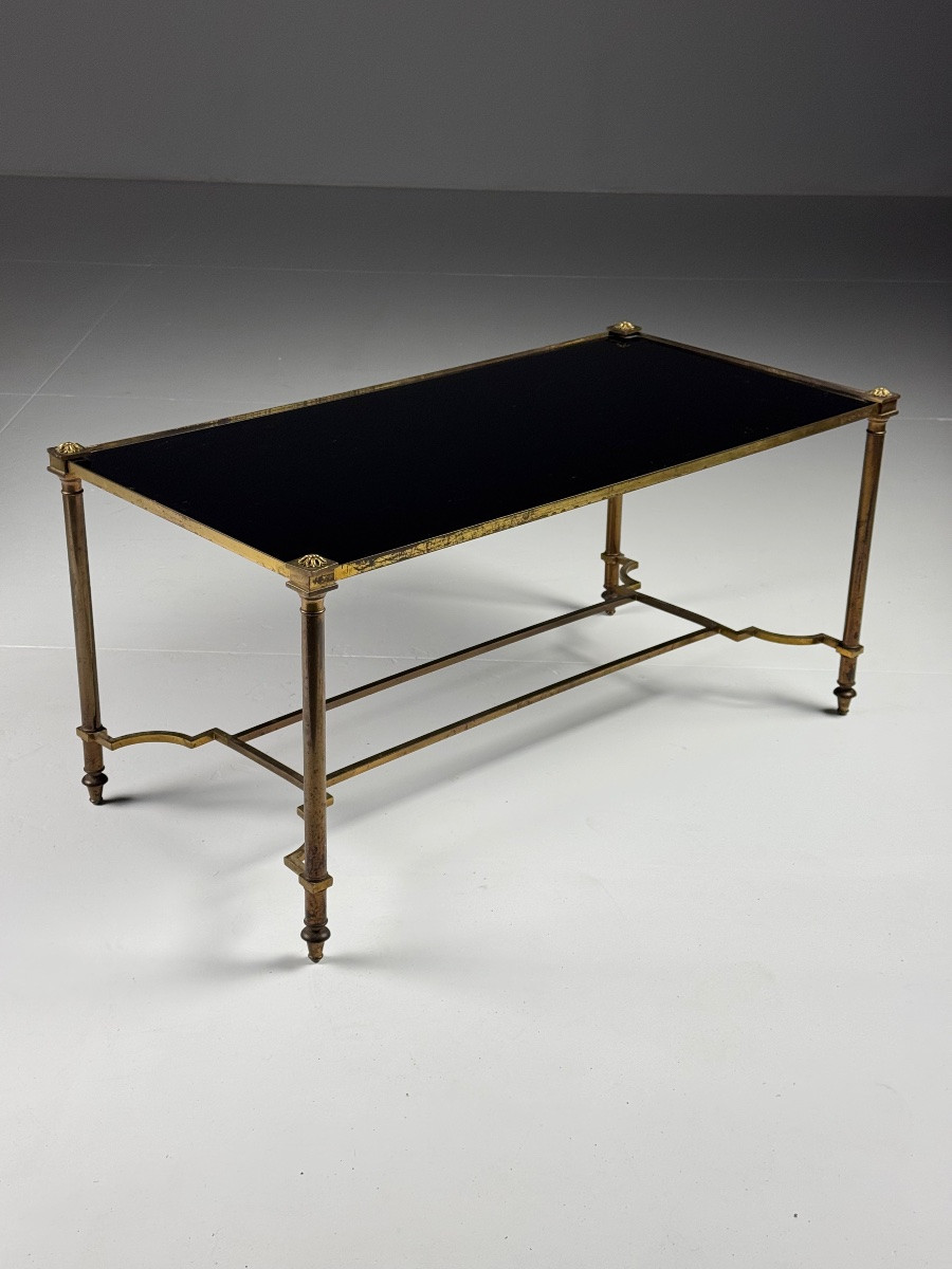 Mid-century Coffee Table With Black Glass Top-photo-7