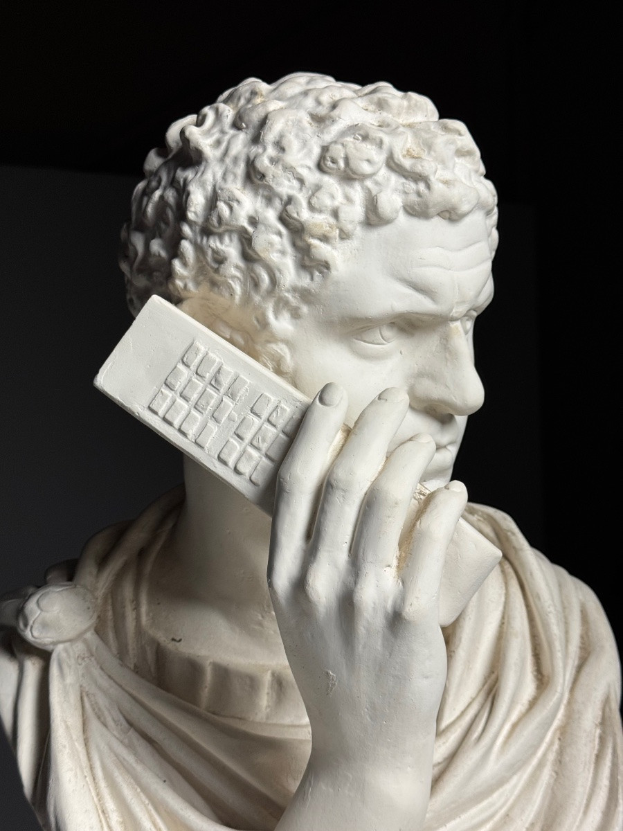 Bust Of Caracalla On The Telephone, Plaster-photo-2