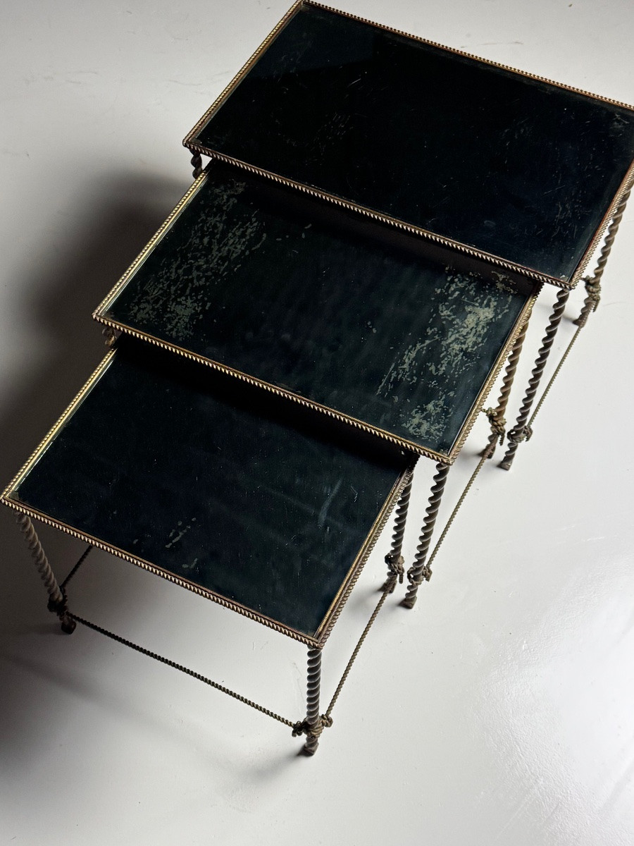 Tables gigognes vintage en corde-photo-2