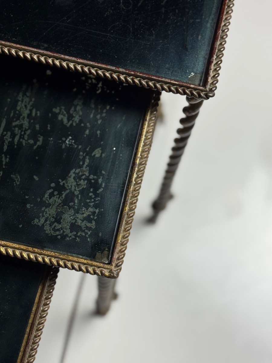 Tables gigognes vintage en corde-photo-4