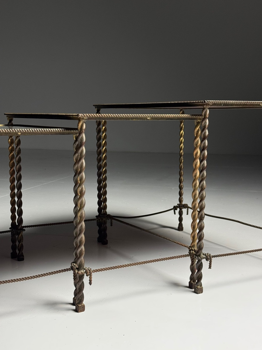 Tables gigognes vintage en corde-photo-5