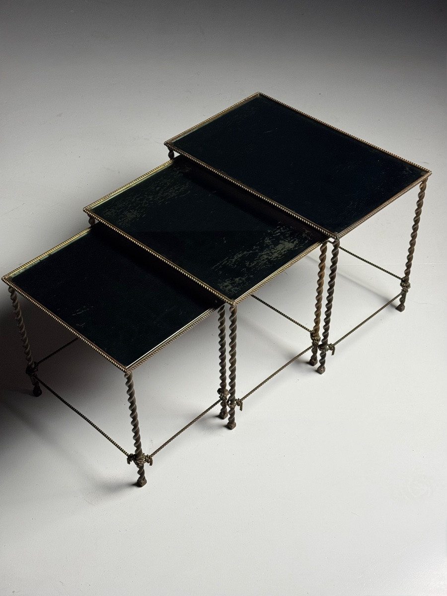 Tables gigognes vintage en corde-photo-8