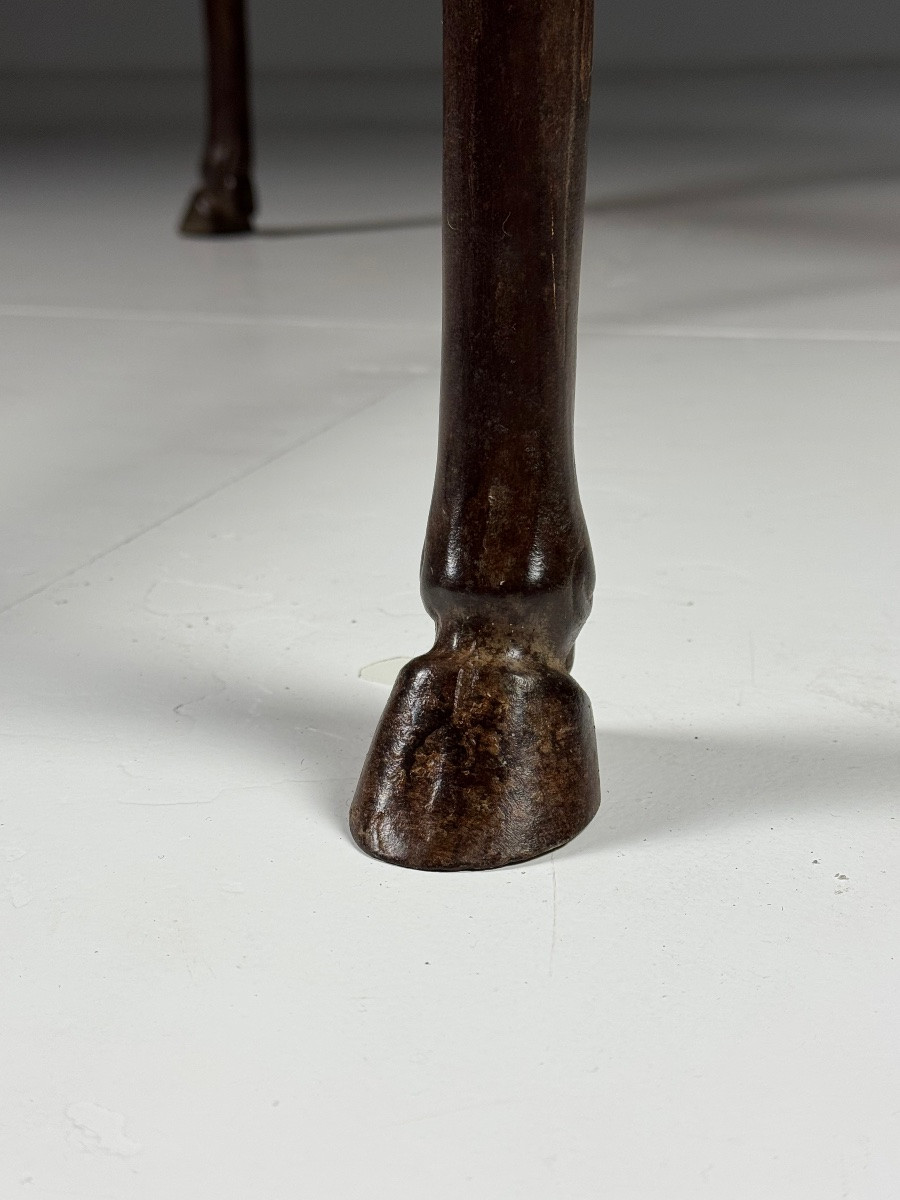 Table à manger vintage avec plateau en marbre et hippocampes-photo-3