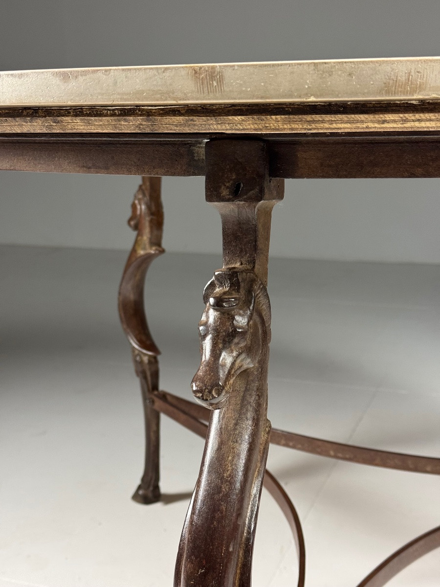 Table à manger vintage avec plateau en marbre et hippocampes-photo-8