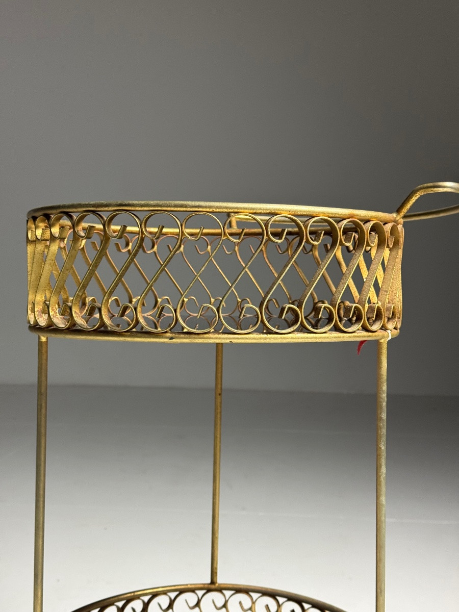 Metal Side Table With Casters, Black Glass-photo-4