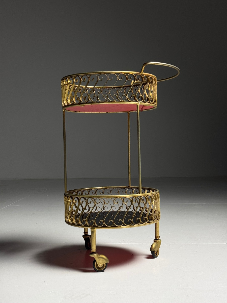 Metal Side Table With Casters, Black Glass-photo-6