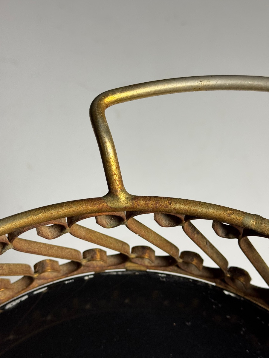 Metal Side Table With Casters, Black Glass-photo-7