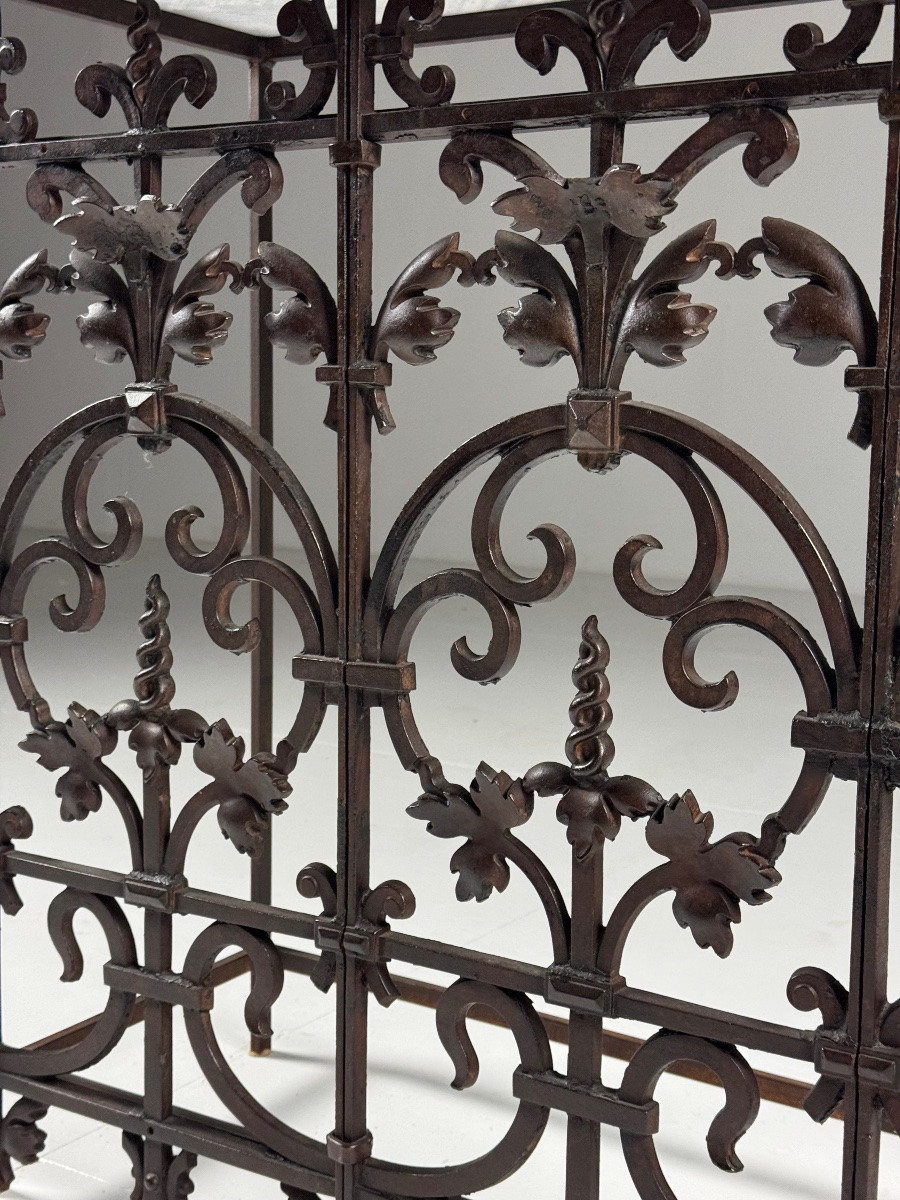 Table d'appoint en fonte pour balcon avec plateau en pierre-photo-3