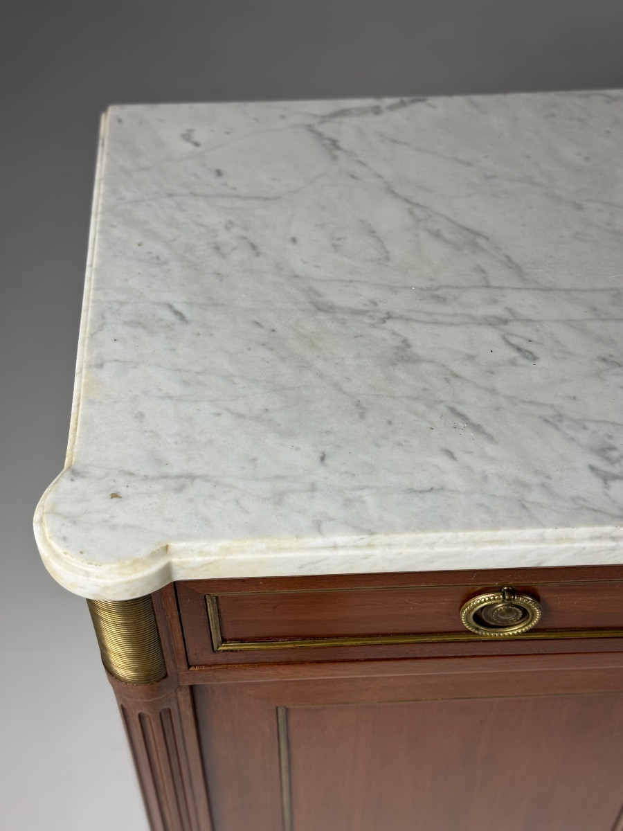 Buffet français de style Louis XVI avec plateau en marbre-photo-2