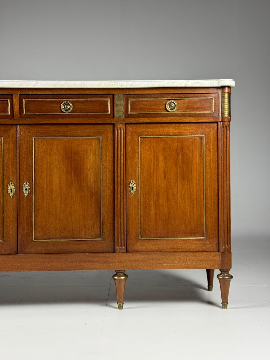 Buffet français de style Louis XVI avec plateau en marbre-photo-3