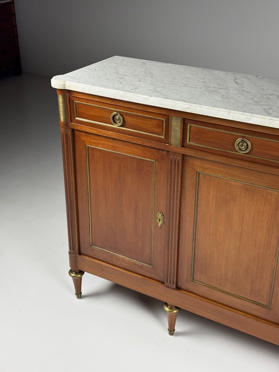 Buffet français de style Louis XVI avec plateau en marbre-photo-4