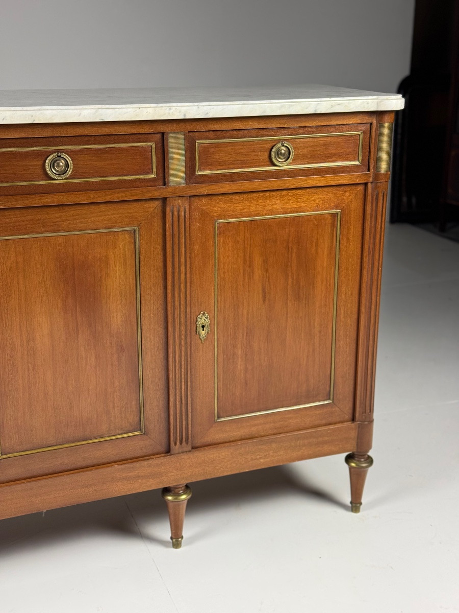 Buffet français de style Louis XVI avec plateau en marbre-photo-4