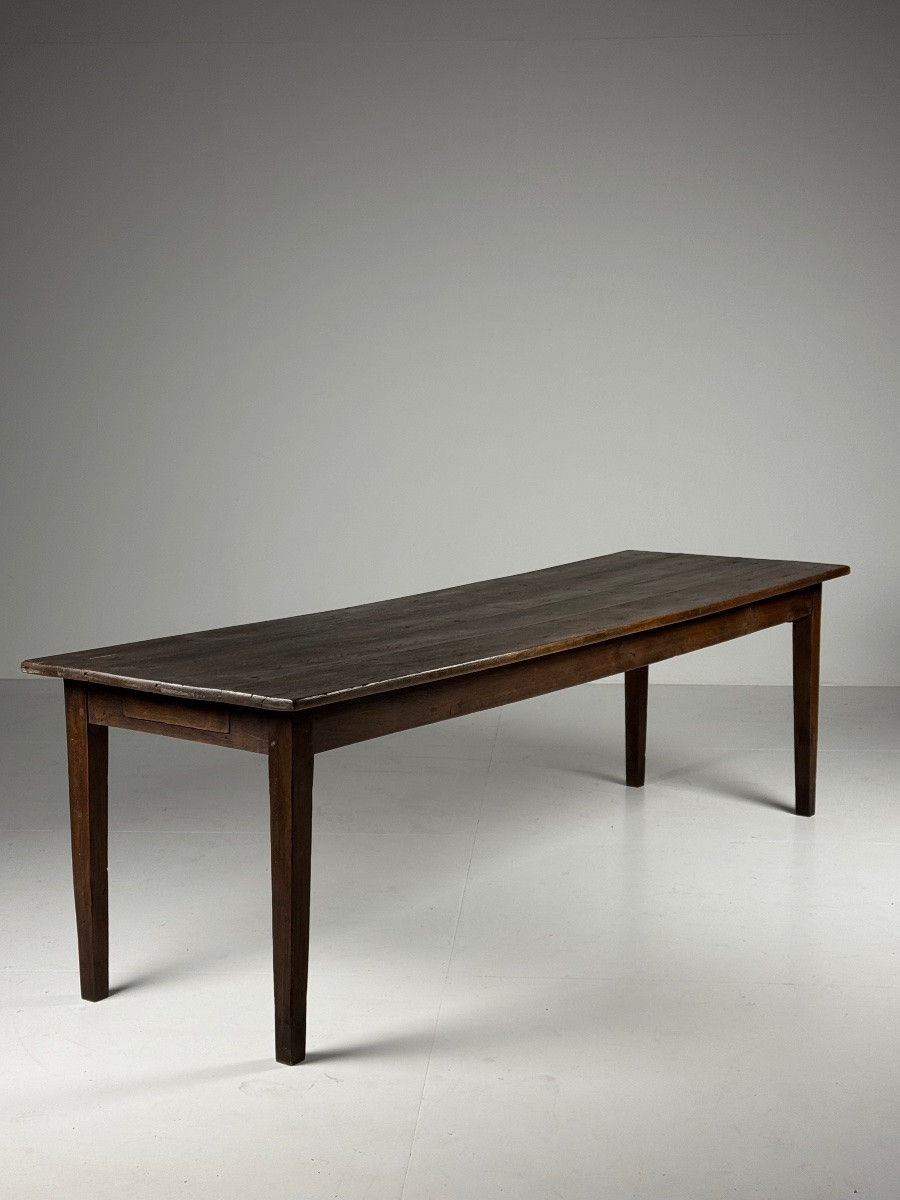 Table à manger française en chêne du XIXe siècle-photo-1