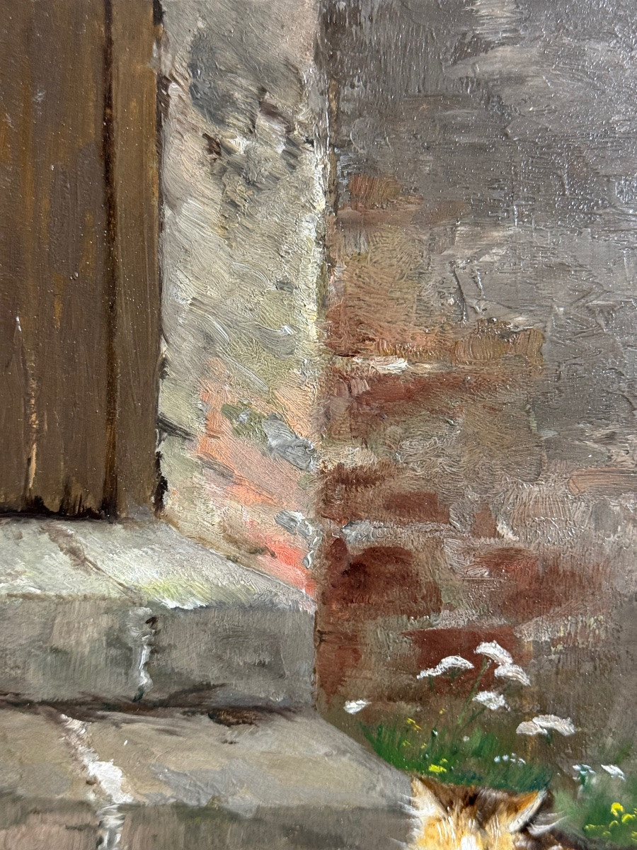 Painting – Alfred Arthur Brunel De Neuville (1852–1941) Kittens Playing-photo-3