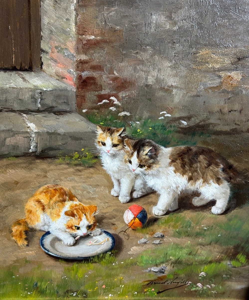 Painting – Alfred Arthur Brunel De Neuville (1852–1941) Kittens Playing