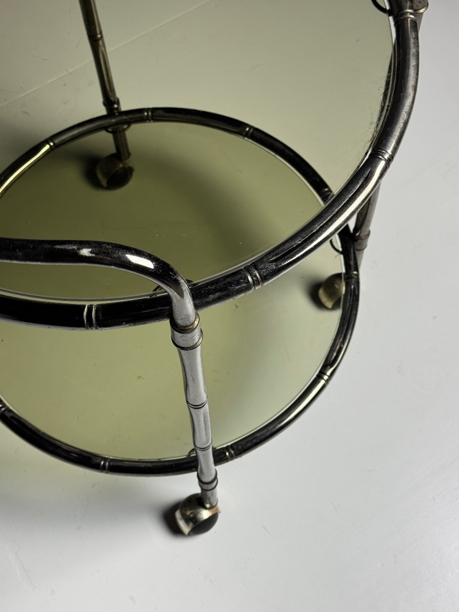 Chrome-plated Faux Bamboo Trolley-photo-5