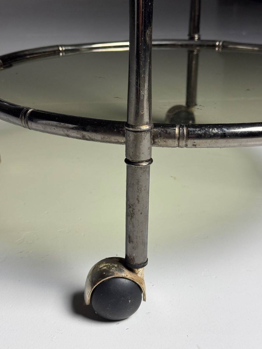 Chrome-plated Faux Bamboo Trolley-photo-6