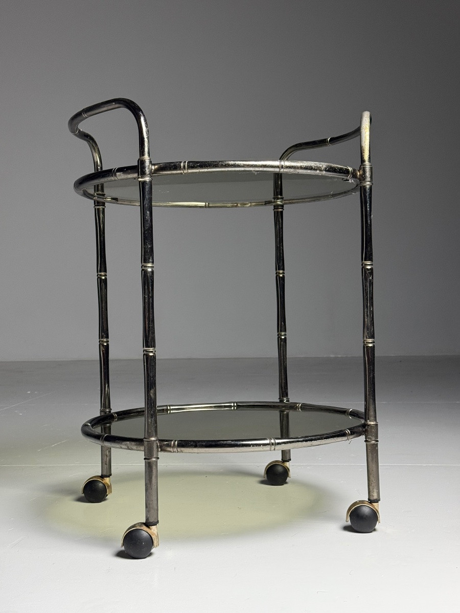Chrome-plated Faux Bamboo Trolley-photo-7