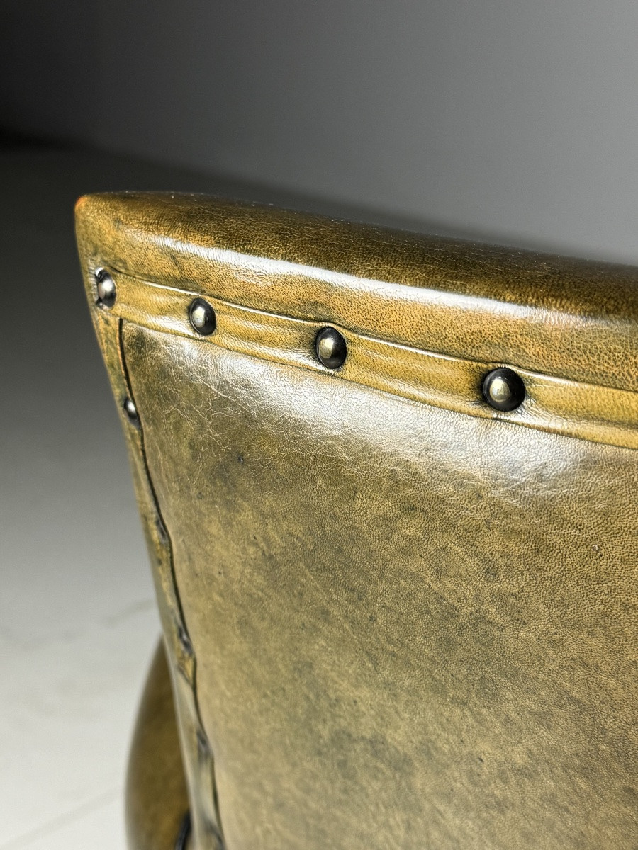 Fauteuil club en cuir de mouton vert-photo-1