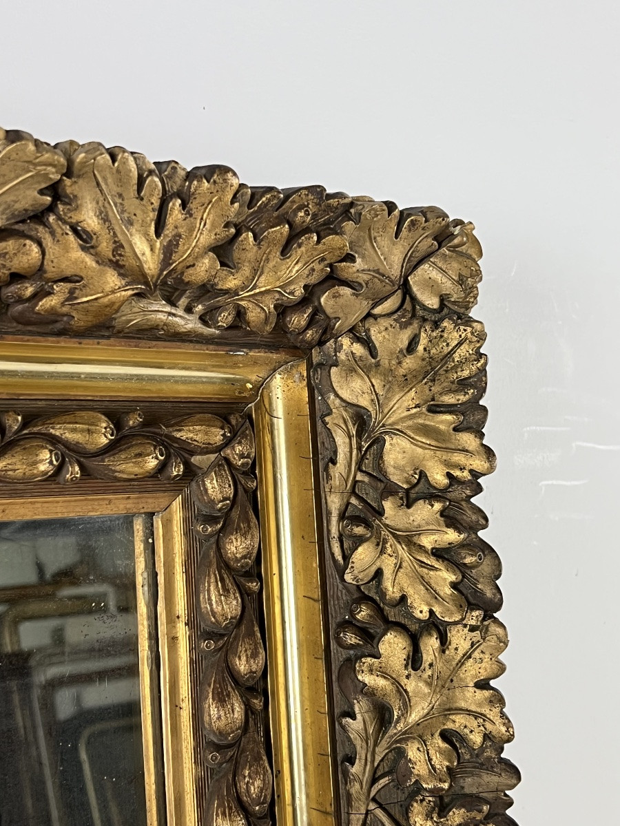 Miroir datant d'environ 1890-1900 avec un riche cadre orné de figues et de feuilles-photo-4