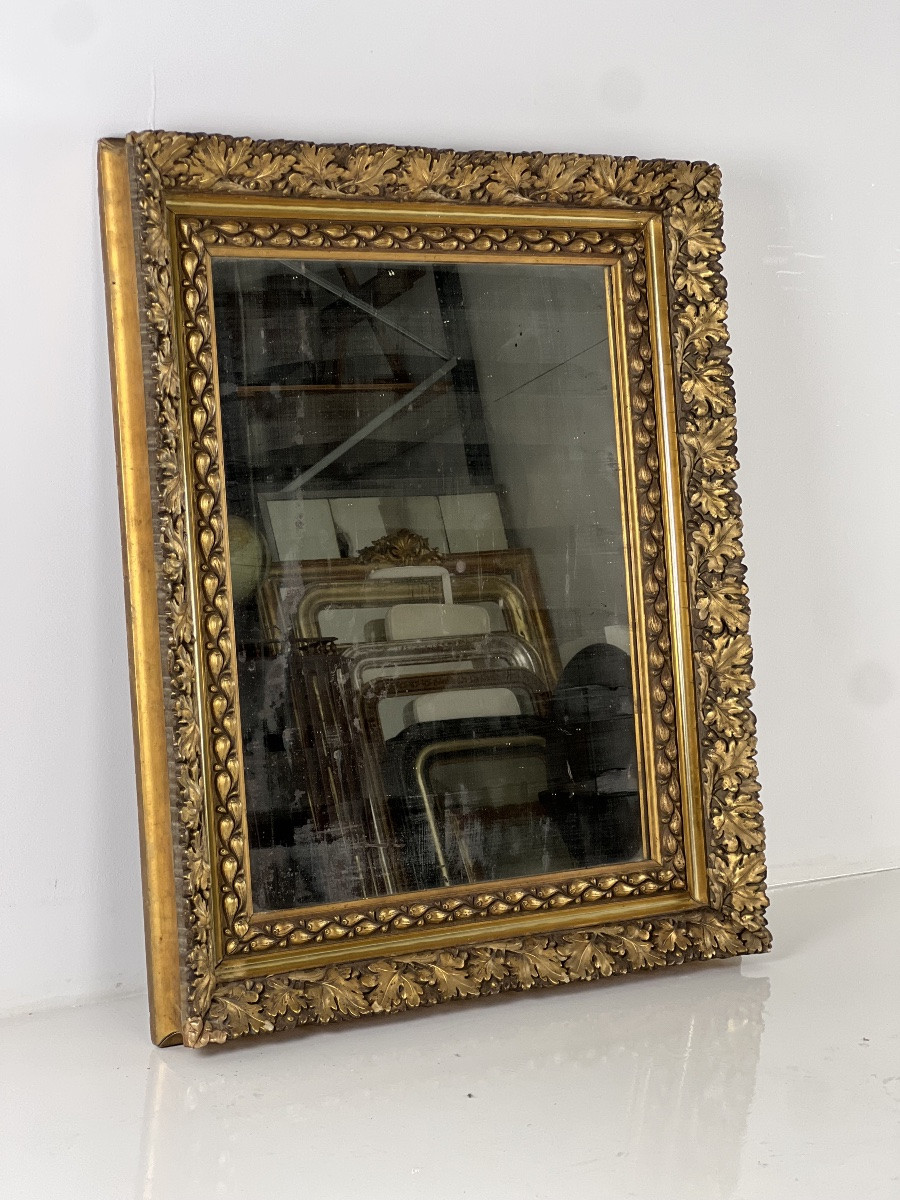 Miroir datant d'environ 1890-1900 avec un riche cadre orné de figues et de feuilles-photo-5
