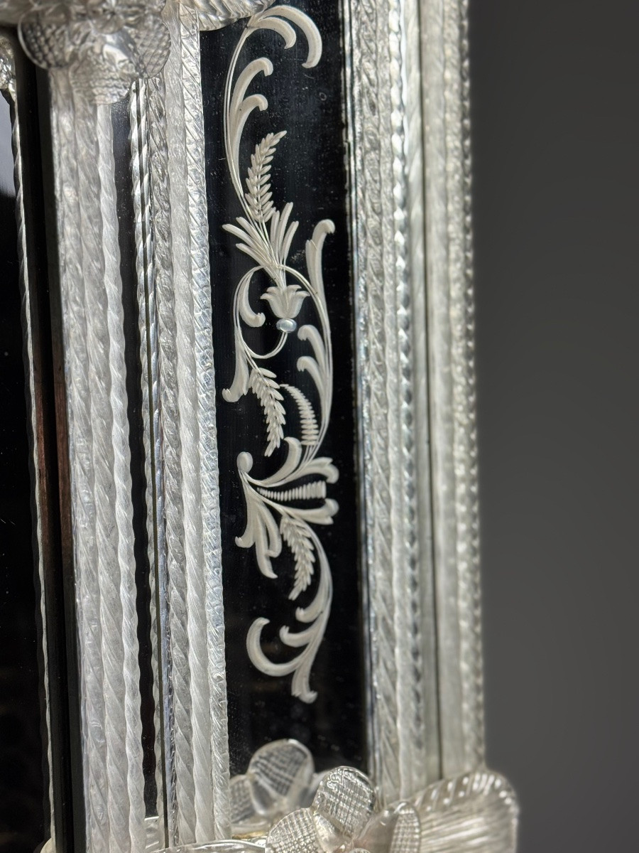 Miroir vénitien des années 1950, en verre-photo-3