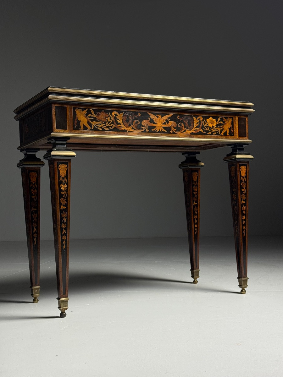 19th-century French Marquetry Gaming Table-photo-2