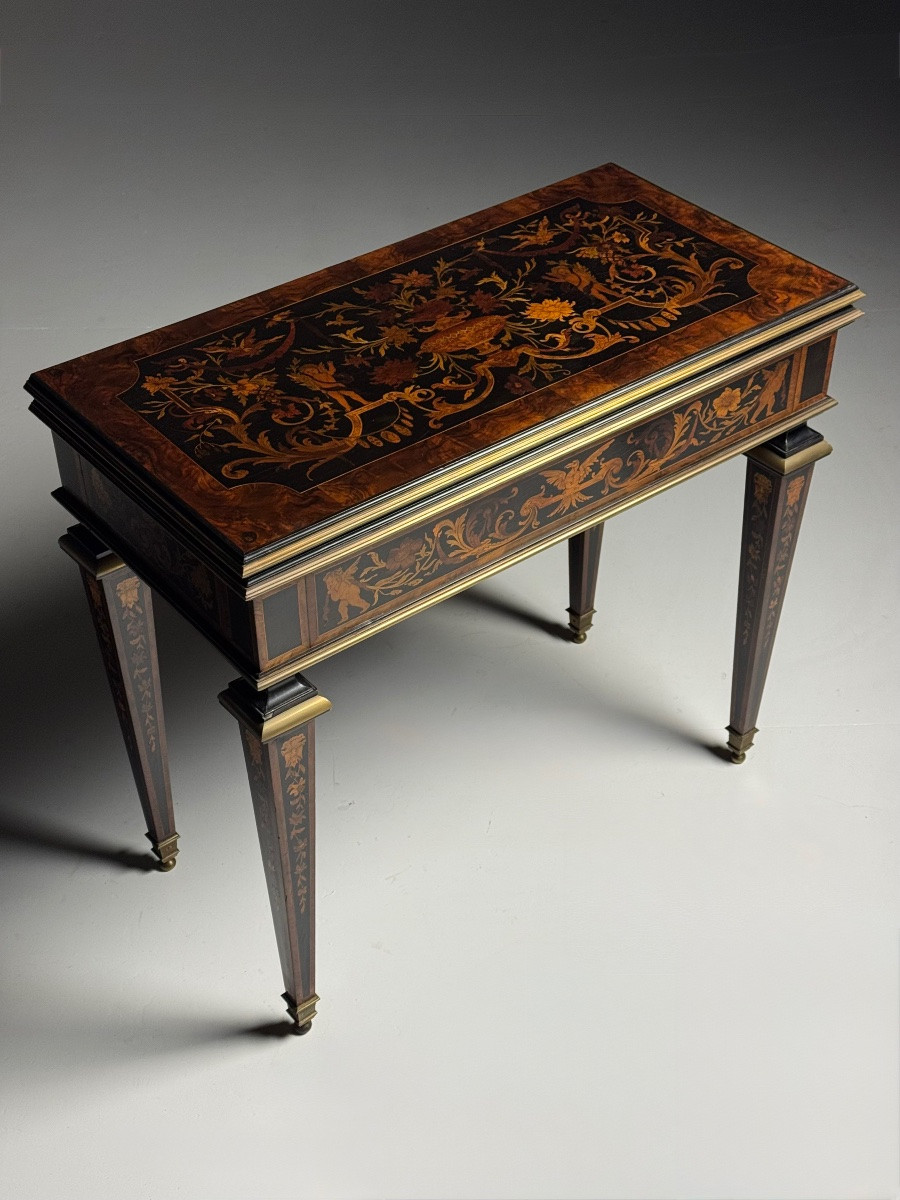 19th-century French Marquetry Gaming Table-photo-3