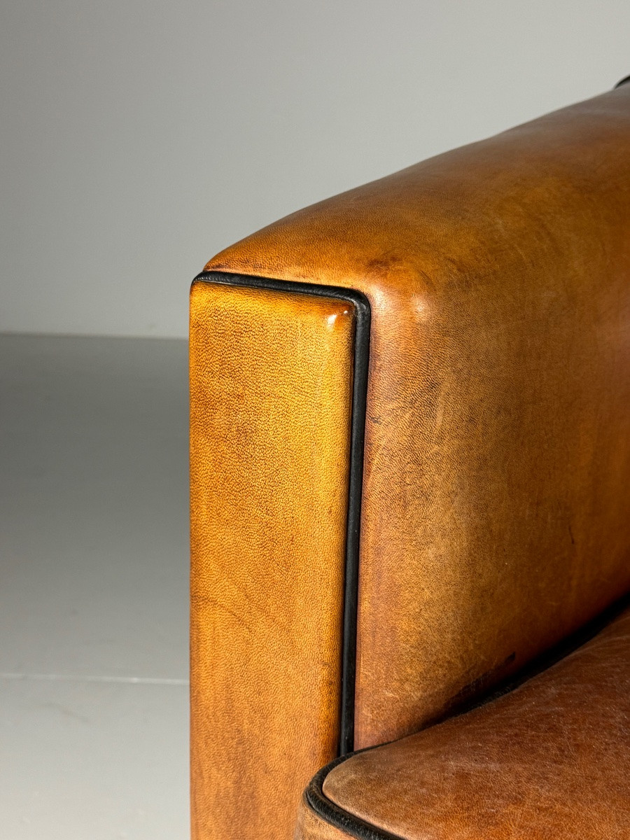 Canapé 3 places en cuir de mouton Art déco-photo-4