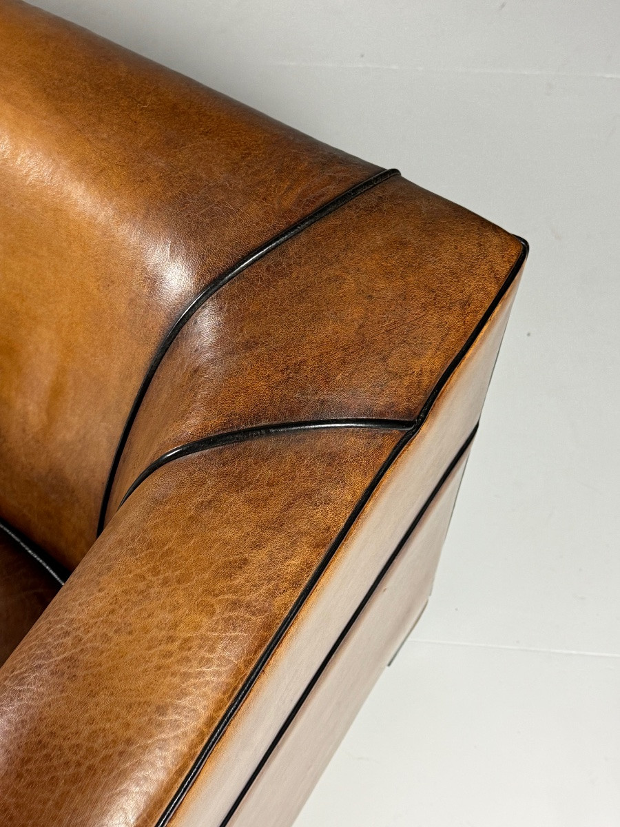 Canapé 3 places en cuir de mouton Art déco-photo-8