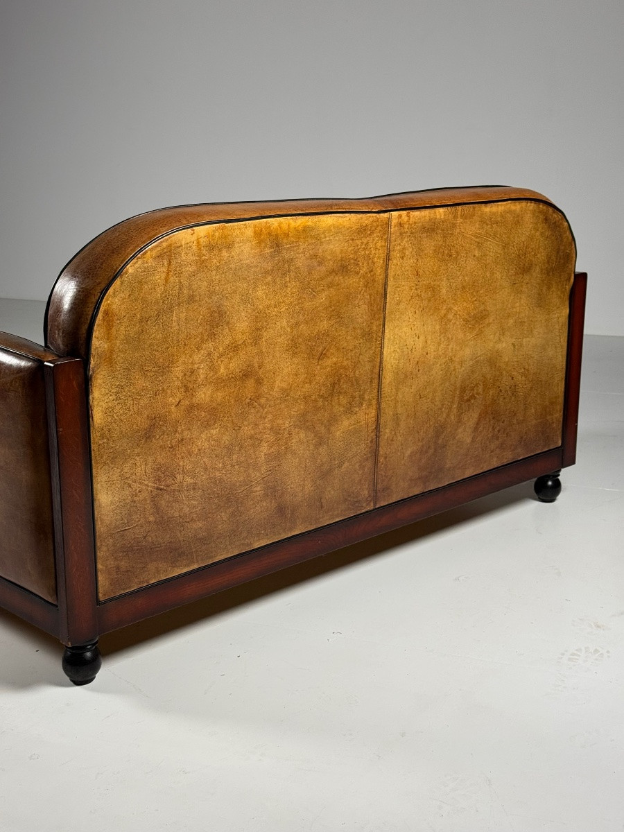 Art Deco Sheepskin Leather Sofa-photo-2