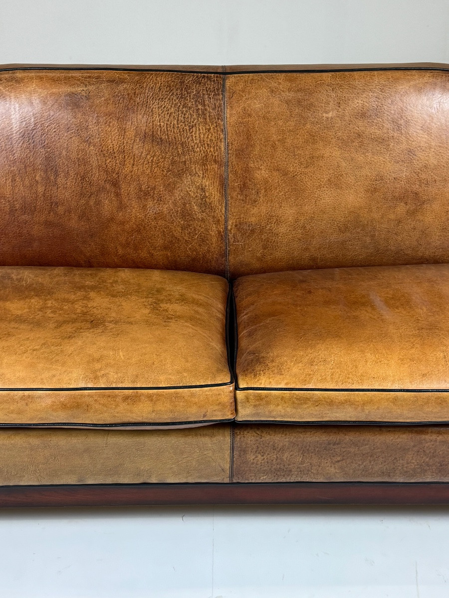 Art Deco Sheepskin Leather Sofa-photo-5