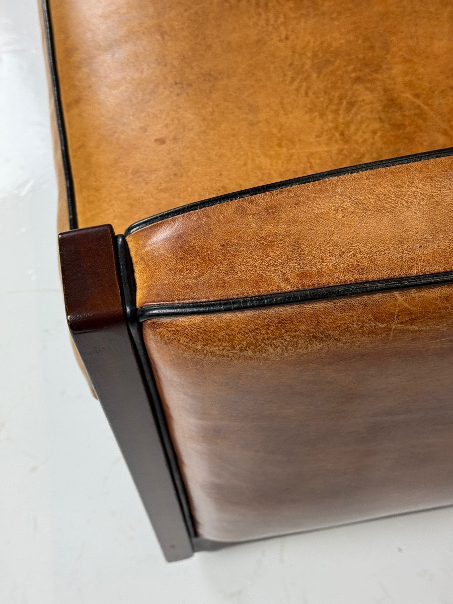 Art Deco Sheepskin Leather Sofa-photo-6