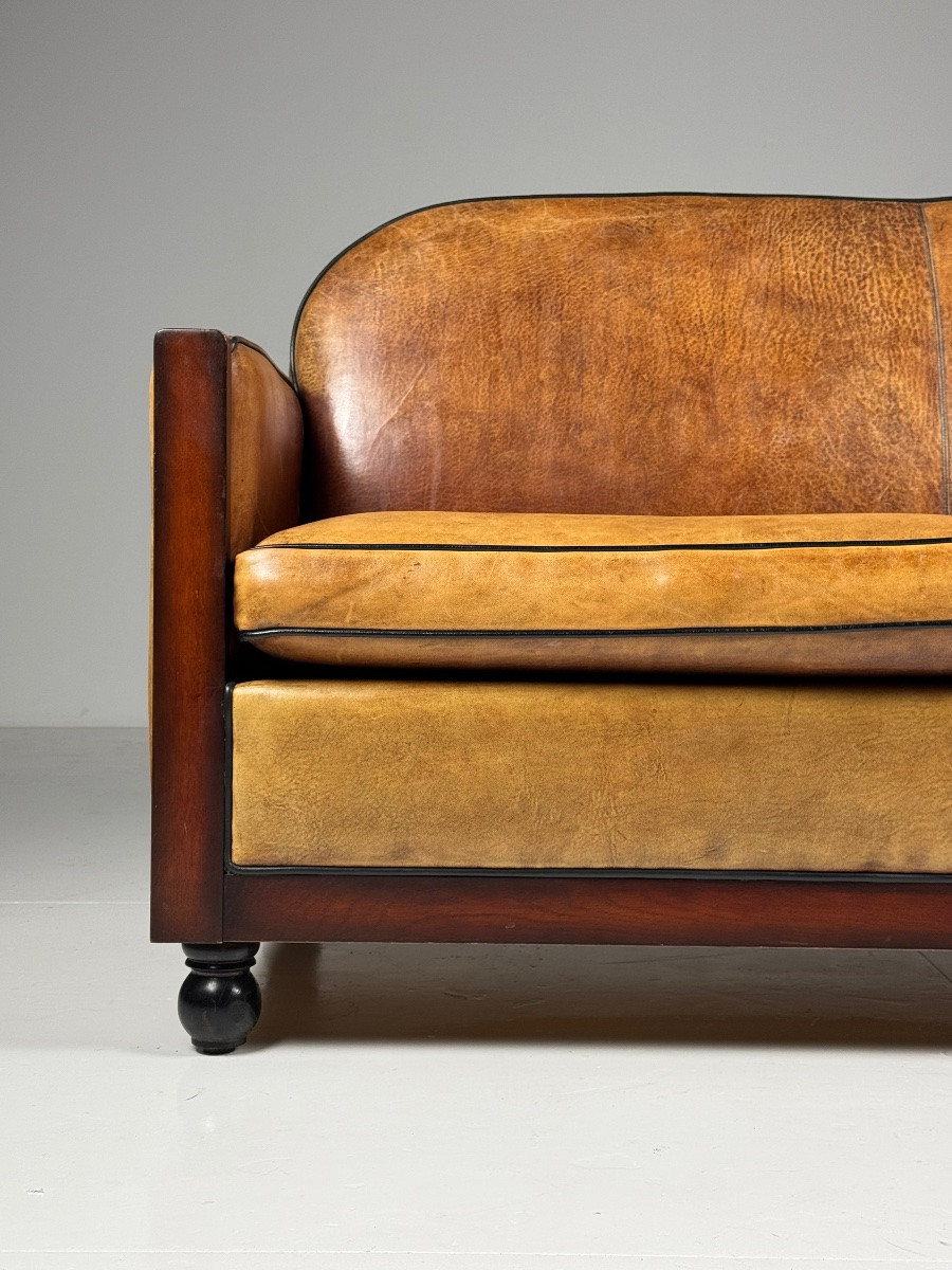 Art Deco Sheepskin Leather Sofa-photo-7