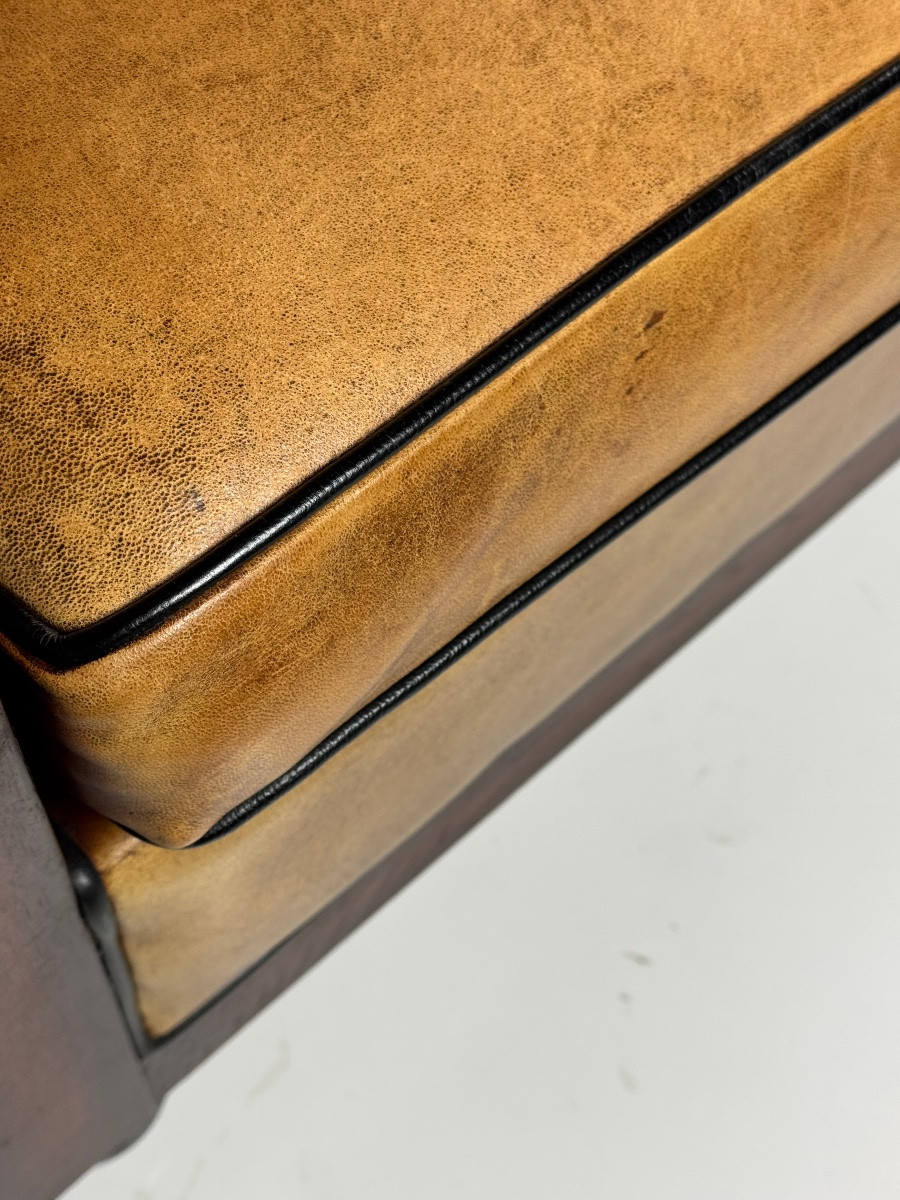 Art Deco Sheepskin Leather Sofa-photo-8