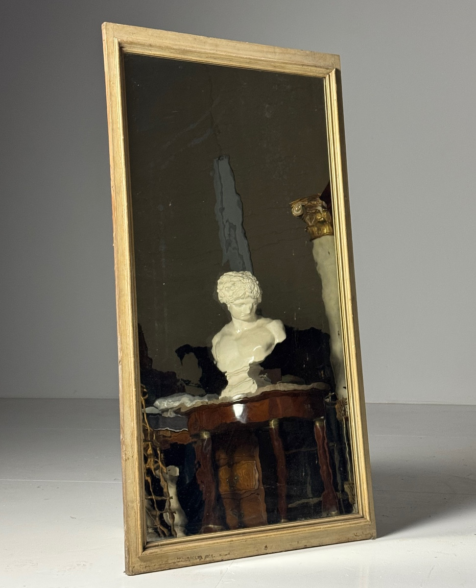 Miroir ancien à verre ondulé