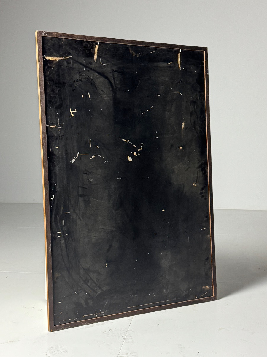 Miroir français en chêne du XIXe siècle, style minimaliste -photo-2