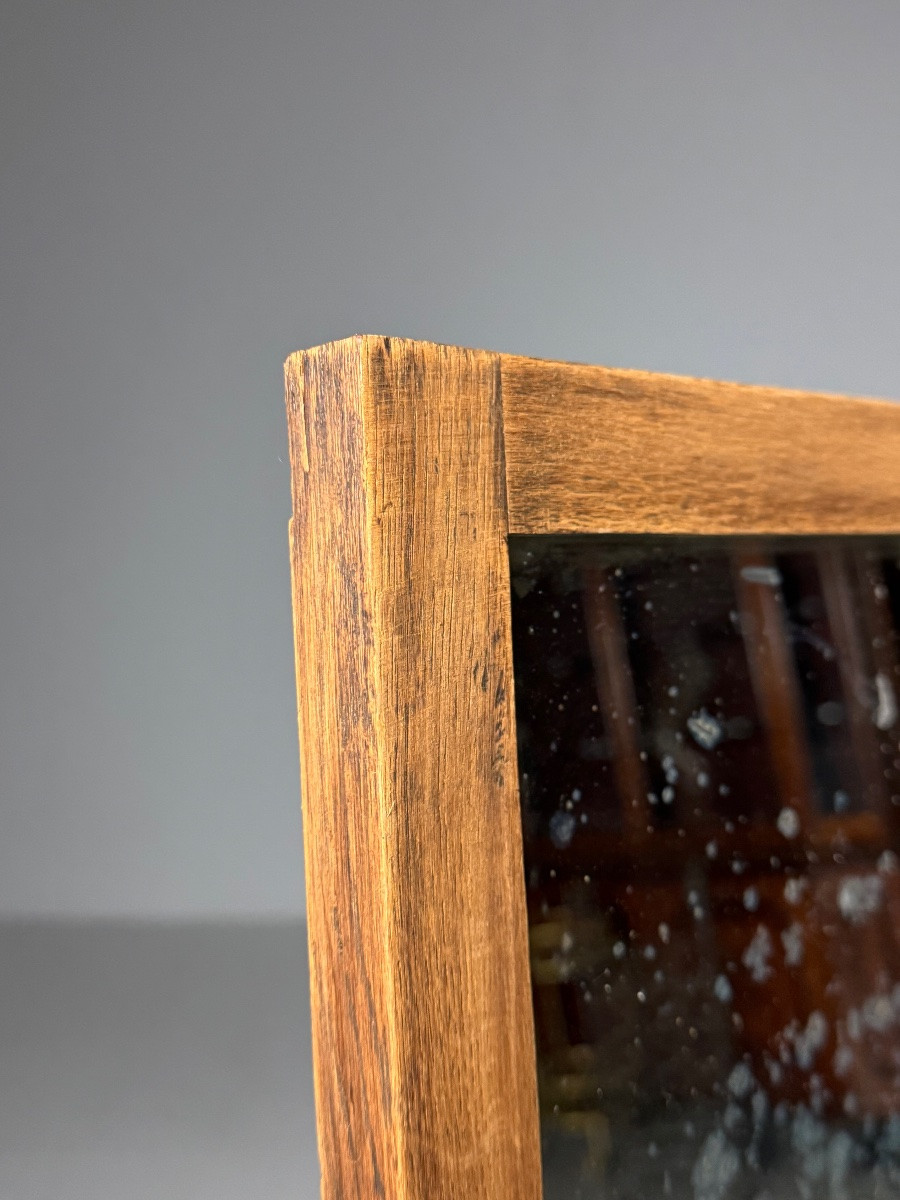 Miroir français en chêne du XIXe siècle, style minimaliste -photo-3