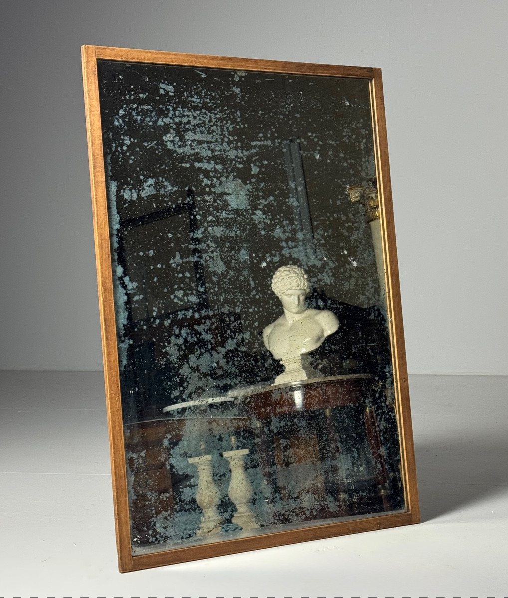 Miroir français en chêne du XIXe siècle, style minimaliste 