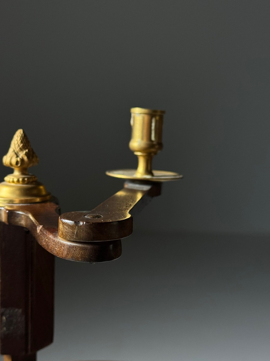 Mahogany Candlestick, 19th Century-photo-1