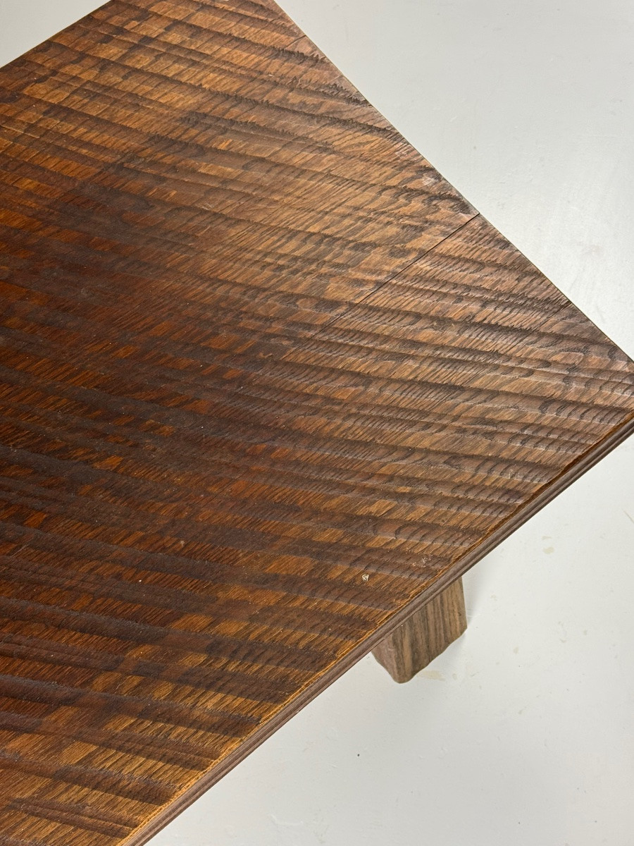 Table basse en chêne de style brutaliste des années 70-photo-3