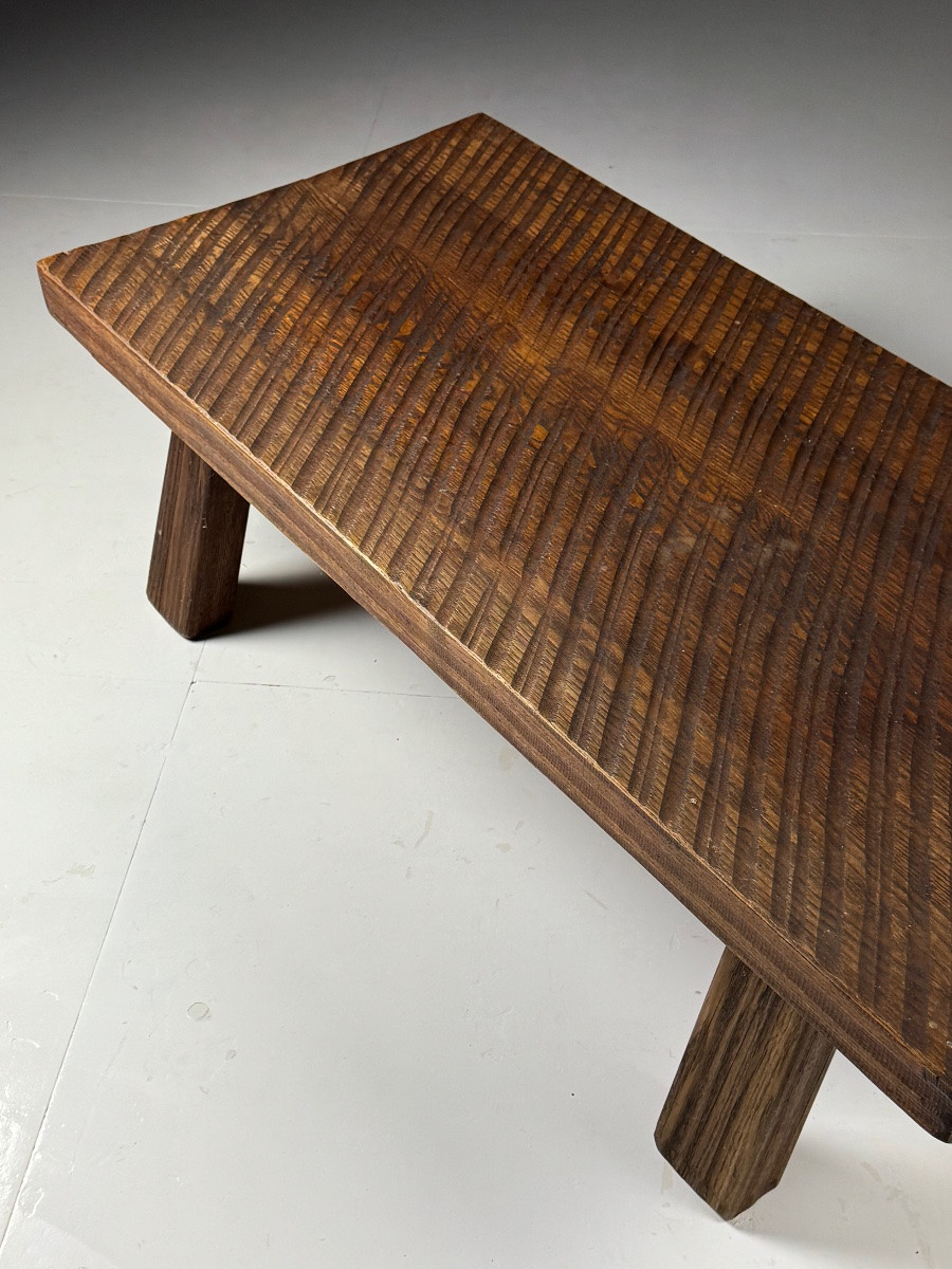 Table basse en chêne de style brutaliste des années 70-photo-1