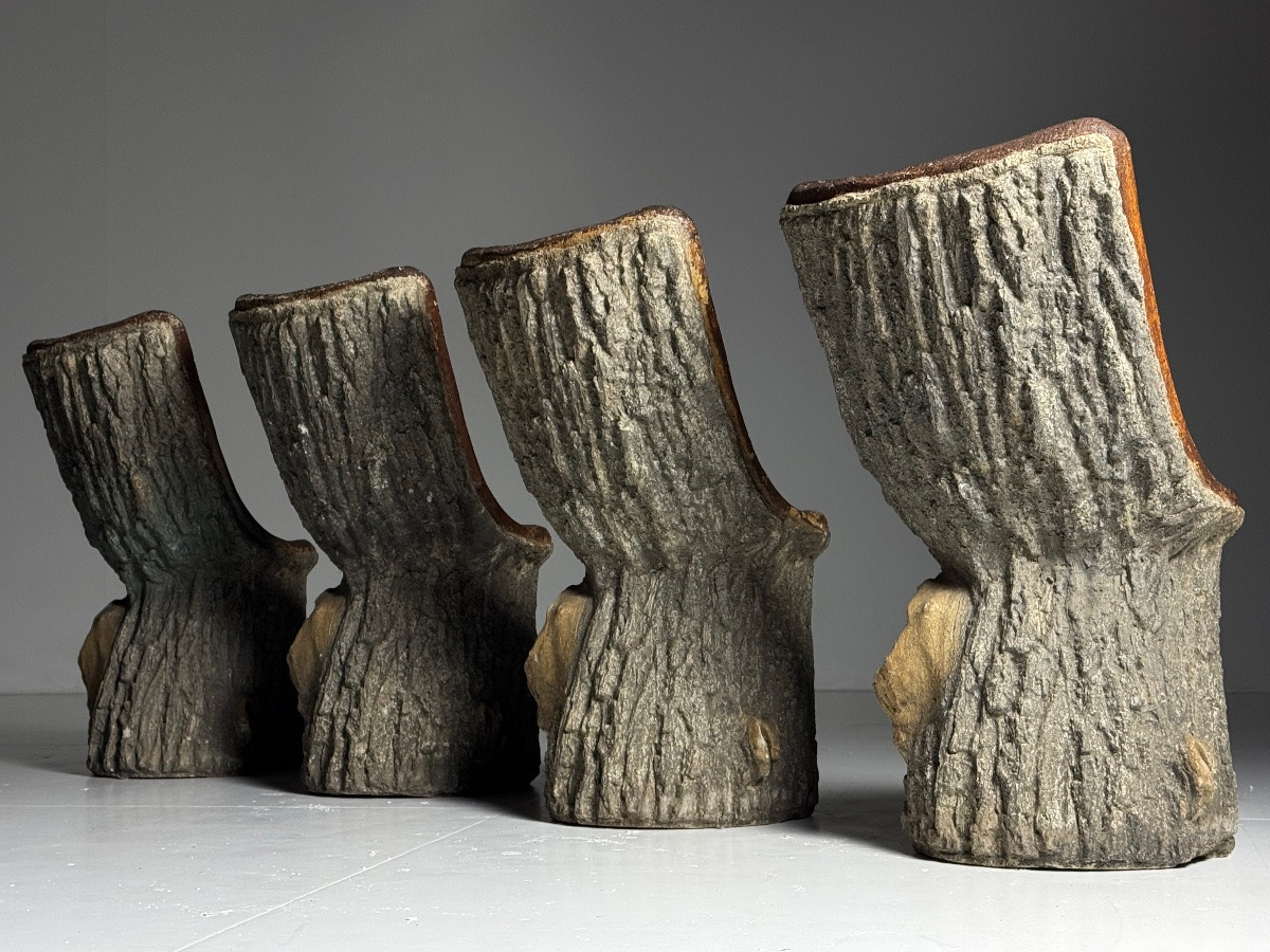 Chaises en béton faux bois (4 pièces)-photo-2