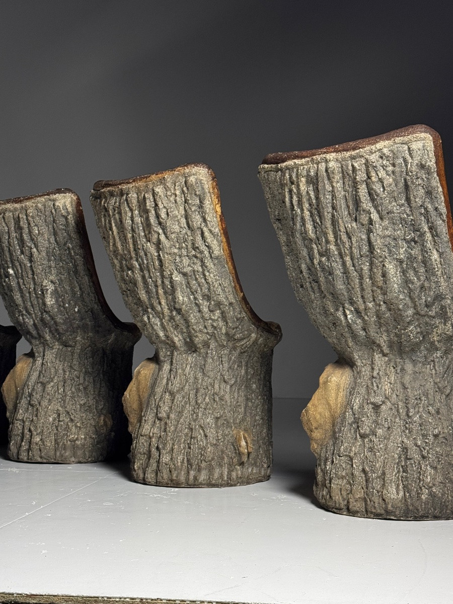 Chaises en béton faux bois (4 pièces)-photo-2