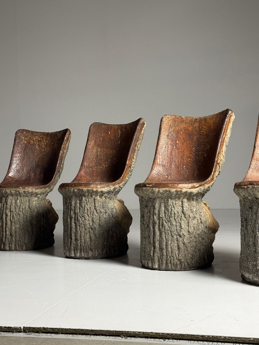 Chaises en béton faux bois (4 pièces)-photo-4