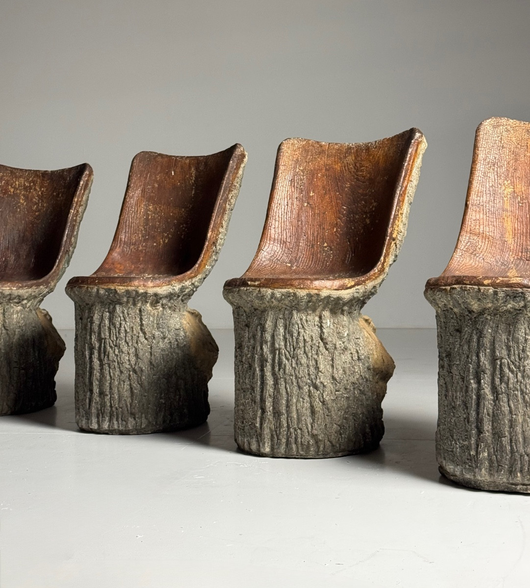 Chaises en béton faux bois (4 pièces)
