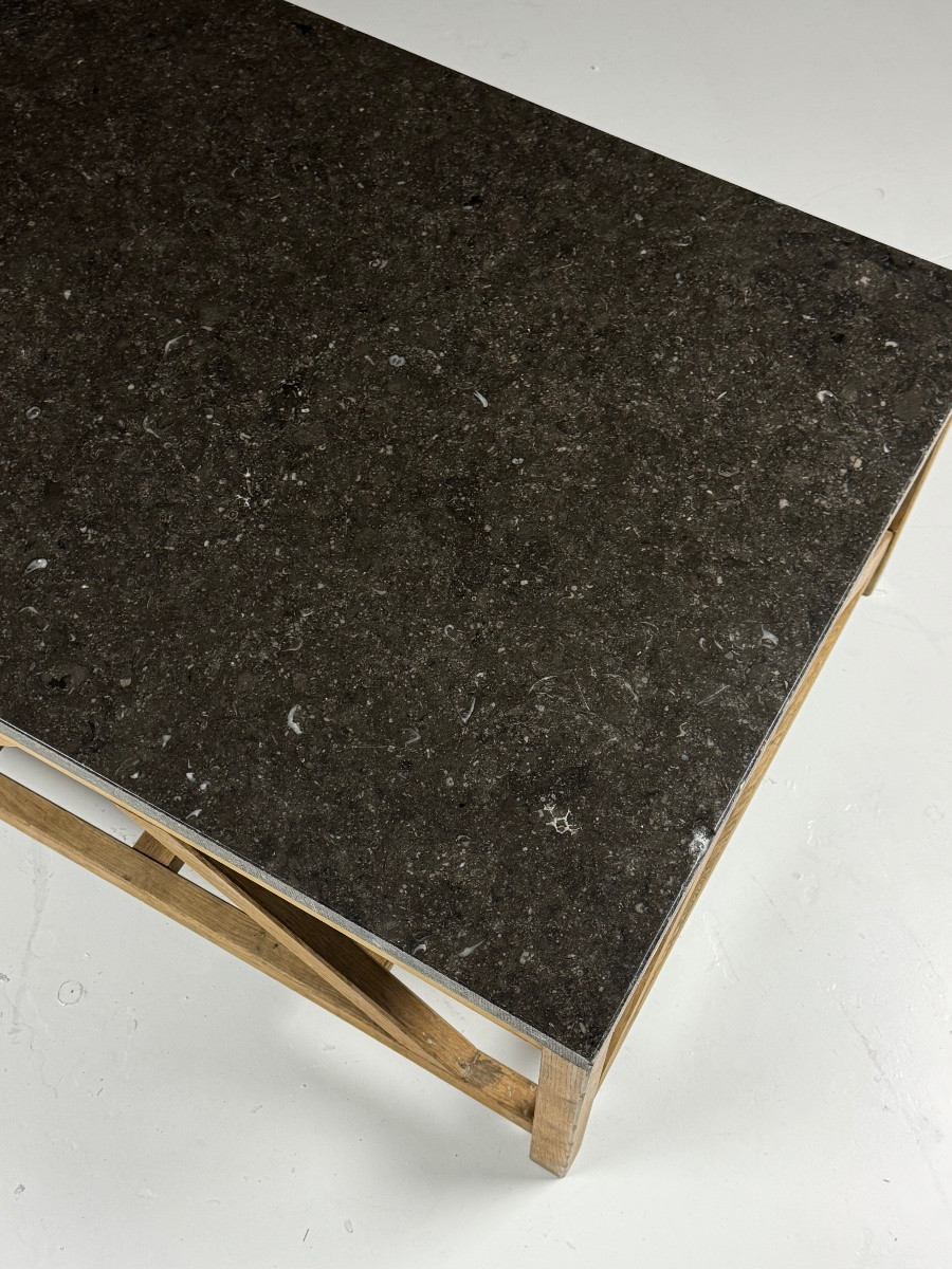 Table basse avec plateau en pierre bleue -photo-1