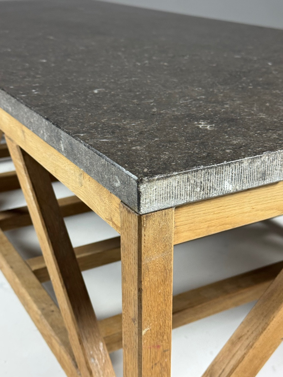 Table basse avec plateau en pierre bleue -photo-2
